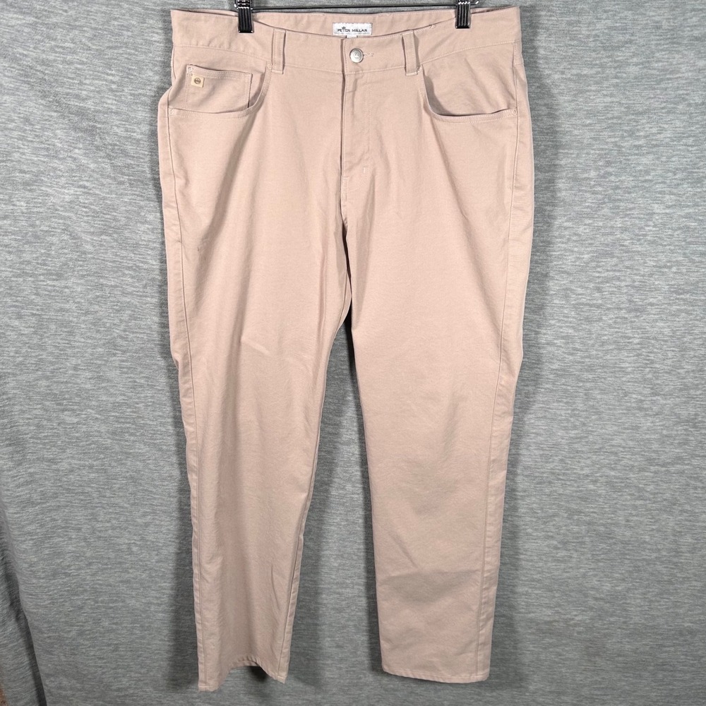 Peter Millar EB66 Performance Pants Men 34x30 Khaki Five-Pocket Golf Stretch Tan